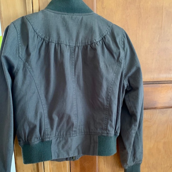 Olive Green High Waist Bomber Jacket - Picture 3 of 3